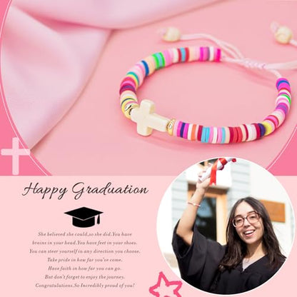 Cute Cross Bracelet Teen Girl Gifts Trendy Stuff Christian Gifts for Kids/Girls/Boys/Teens/Women Jewelry Colorful Jesus Bracelets Christmas Religious Communion Baptism Confirmation Gifts - color: 2-The Adventure Begins