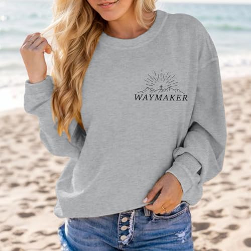 Pairxily Womens Christian Sweatshirt Inspirational Religious Faith Sweatshirts Graphic Crewneck Long Sleeve Shirts - color: Light Gray, size: Small