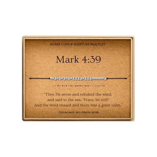 Loved Creations Morse Code Bracelets for Women, Christian Bible Verse Bracelets, Scripture S925 Sterling Silver Inspirational Faith Jewelry, Religious Gifts for Women - color: Mark 4:39