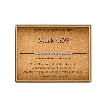 Loved Creations Morse Code Bracelets for Women, Christian Bible Verse Bracelets, Scripture S925 Sterling Silver Inspirational Faith Jewelry, Religious Gifts for Women - color: Mark 4:39