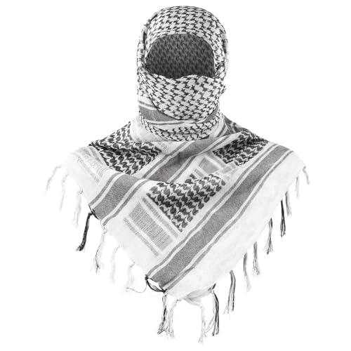 Aonal Military Shemagh Tactical Desert Scarf, Keffiyeh Scarf for Men - color: A-white