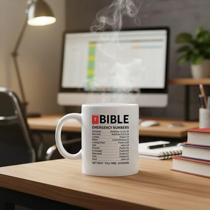 Panvola Bible Emergency Numbers Christian Mugs For Women Mug 11oz White