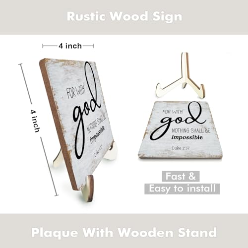 Inspirational Sign Rustic Desk Decor Decorative Christian Gifts Religious Bible Verse Faith Decoration for Home Bathroom Office Table Shelf Table Tiered Tray Plaque with Wood Stand - color: multicolour0323