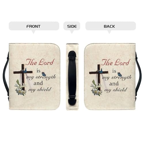 Cross Bible Covers for Women Bible Holder Case with Handle Easy to Store PU Leather Bible Organizer Bag for Women Man Large Size - color: Cross White, size: 2XL