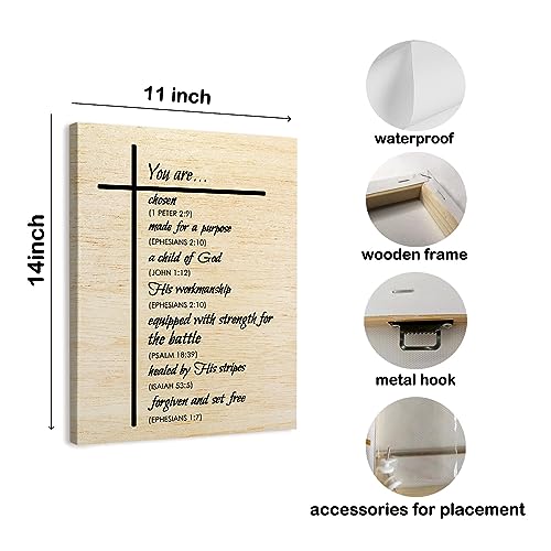 WODMIS Bible Verses Christian Wall Decor Framed Canvas Art - Scripture Religious Home Decorations for Living Room, Bedroom - Inspirational 11x14 Wall Art