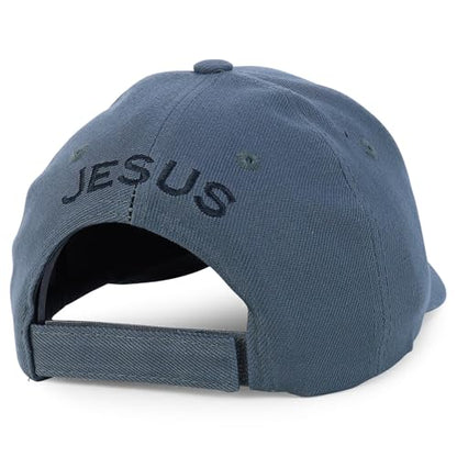 Trendy Apparel Shop Only Jesus Praying Hand Embroidered Christian Ball Cap - color: Dark Grey 1