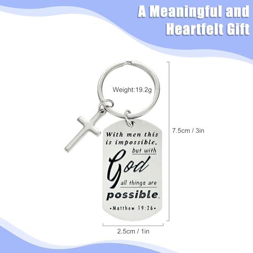 kilofly Christian Inspirational Bible Verse Keychain Gift Cross Charm - style: Faith-silver-6