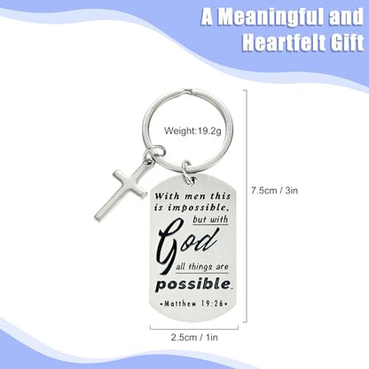 kilofly Christian Inspirational Bible Verse Keychain Gift Cross Charm - style: Faith-silver-30