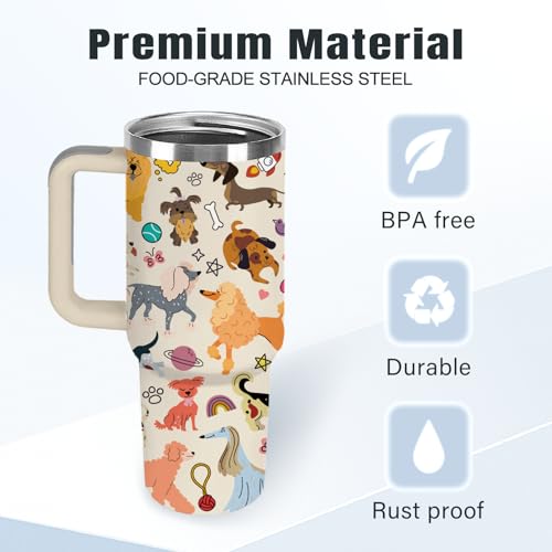 Christian Gifts for Women 40oz Tumbler - Insulated Travel Mug with Handle (Dog 1, 40 Ounces) - color: Dog 1
