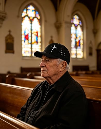 Embroidered Jesus 3 Nails Cross-Christian Religious Hats for Men & Women - color: 3 Nail Cross Nylon Black