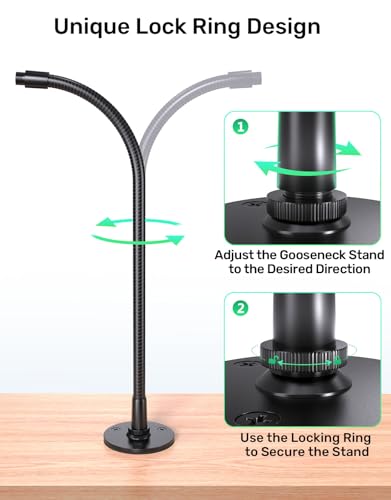 19-Inch Gooseneck Mic Stand, Podium Microphone Holder with Flange Mount - size: 19" Gooseneck + Flange Mount