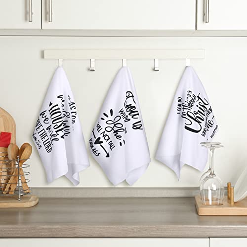 Funtery 4 Pcs Christian Dish Towels Bible Verse Kitchen Towels
