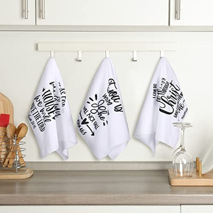 Funtery 4 Pcs Christian Dish Towels Bible Verse Kitchen Towels