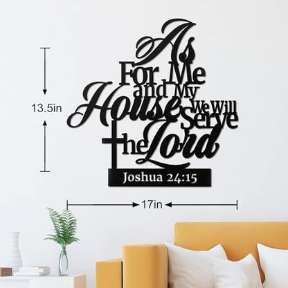 Metal Christian Wall Decor As for me and My House We Will Serve the Lord 16.5 x12.5 Inch Religious Wall Sign Scripture Black Bible Verses Family Wall Art Holy Wall Hanging Decoration for Home Inspirational Jesus Wall Plaque for Kitchen Bathroom Bedroom Ha