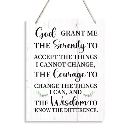 Christian Wall Art, Rustic Wooden Hanging Sign, Serenity Prayer Wall Decor, Motivational Home Office Decors, Inspirational Christmas Gift, God Grant Me the Serenity Courage Wisdom Sign - color: 12