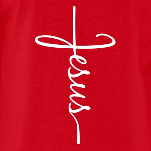 Jesus Cross T-Shirt - Christian Religious Graphic Tee for Men Women - color: Red, size: Small