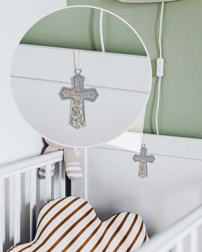 elskandi Crib Cross God Bless This Baby Boy Wall Art for Nursery