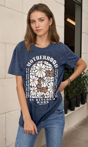 Christian Shirts for Women Jesus Tees Faith Shirts Bible Verse Print Tops - color: Darkblue, size: Small