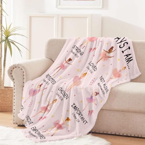 God Says I Am Christian Gifts for Girl Ballet Dancer Blanket 50"x60" - color: God Says - Ballet 01, size: 50"x60"