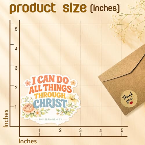 (3 Pcs) Christian Stickers - Waterproof Vinyl Christian Sticker Pack - color: Floral Bible Verse