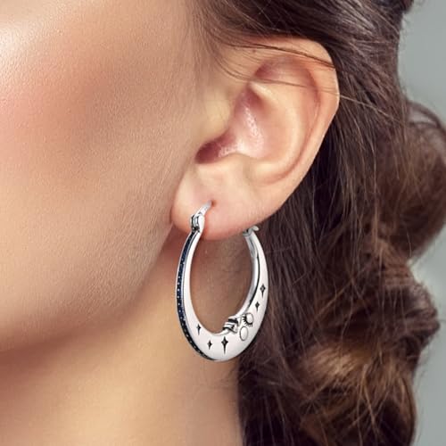 LAZA 925 Sterling Silver Earrings for Women Huggies Hoop Gold Earrings - color: Blue Stars Earrings