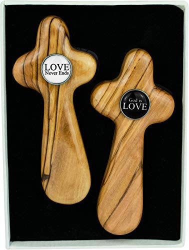 Christian Couples Cross, Wedding Gift from the Holy Land of Israel, for Bride & Groom, Newlywed or Bridal Shower, Unity Gift for Engagement & Registry, Olive Wood Cross Gift for Marriage Anniversary