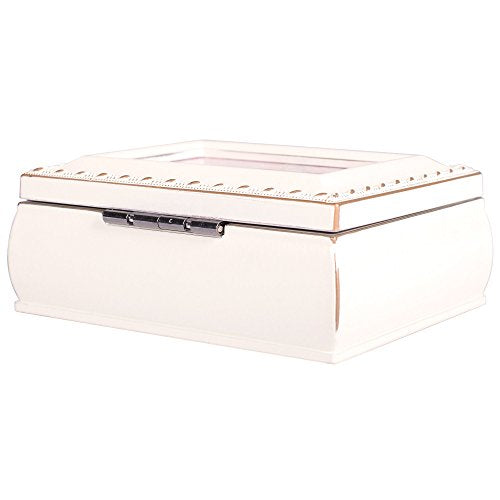First Communion Ivory Rope Trim 4.5 x 3.5 Tiny Square Jewelry Keepsake Box