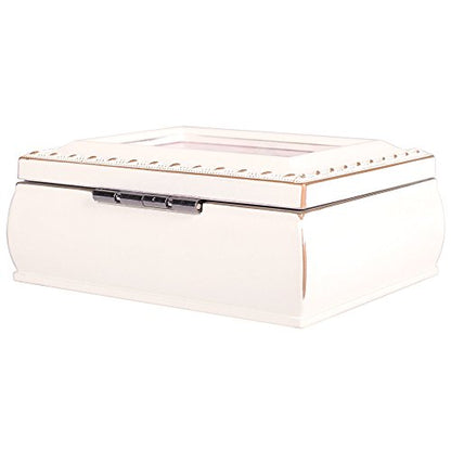 First Communion Ivory Rope Trim 4.5 x 3.5 Tiny Square Jewelry Keepsake Box