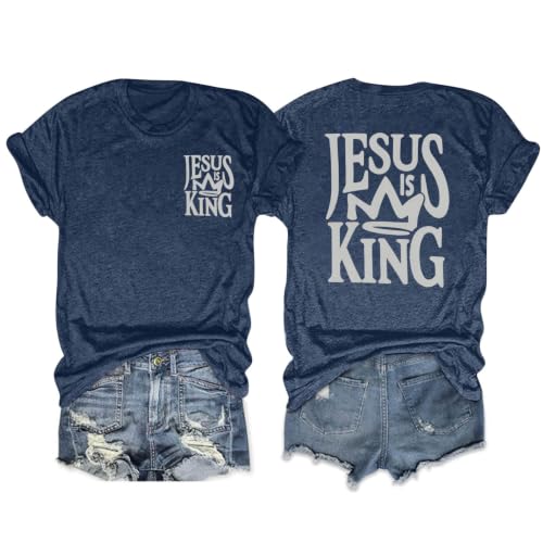 Christian Shirts for Women Religious Saying Tshirt Bible Verse Tee Tops - color: 01-dark Blue, size: X-Large