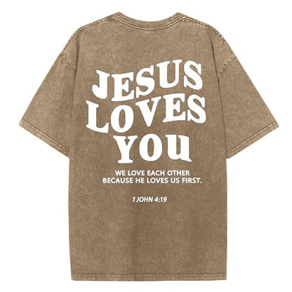 Christian Believer Faith God Religious T-Shirt Jesus Shirts for Women Men - color: Coffee Brownb, size: Large