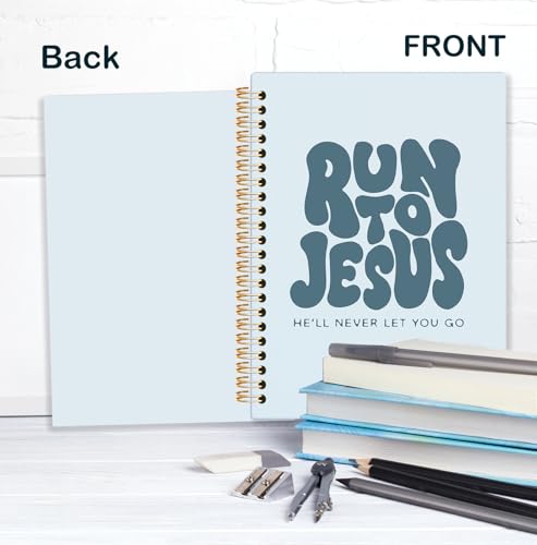 Rrose red Christian Spiral Notebook, Run to Jesus Bible Verse Journal, Religious Scripture Journals for Writing, Bible Notebooks for Note Taking, Church Notes Journal, 5.5x8.3 Inch - color: God-Rrose red