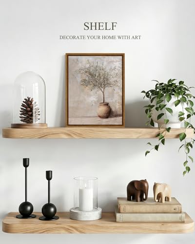 InSimSea Framed Canvas Wall Art, Textured Olive Branch Canvas Art, 10x8 In - color: Greenery by the Wall