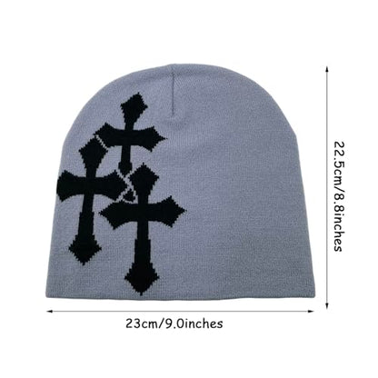 LUBINGSHINE Y2K Knitting Hat, Spider Web Pattern Beanies for Men & Women, Warm Knitted Hat Streetwear Outdoor Winter - color: Grey