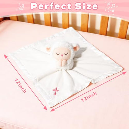 Baptism Gifts for Girl, Loveys for Babies Lamb Security Blanket - color: BABY PINK LAMB