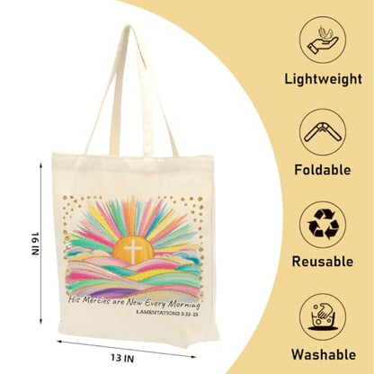 Faith Canvas Tote Bag, Christian Gifts for Women Mama Sister Inspirational Bible Verse Birthday Christmas - color: Christian 857
