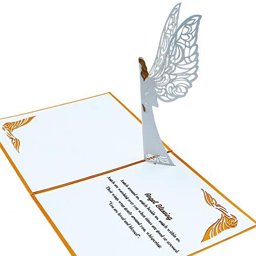 Dekali Designs Guardian Angel Pop Up Card - 3D Get Well Card, Funeral, Bereavement, Memorial, Christmas With Angel Blessing/Quote