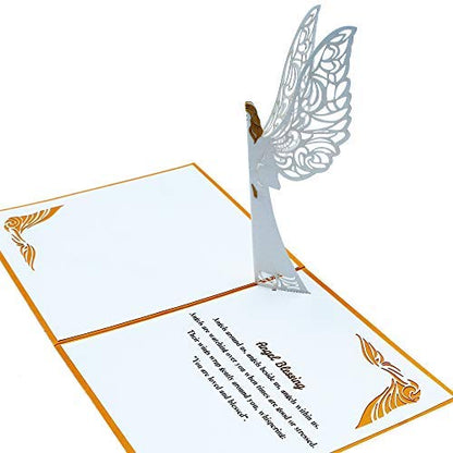 Dekali Designs Guardian Angel Pop Up Card - 3D Get Well Card, Funeral, Bereavement, Memorial, Christmas With Angel Blessing/Quote