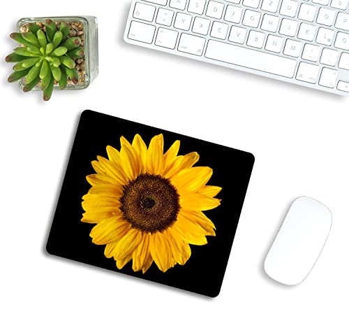 Sunflower Mouse Pad, Blossom Black and Yellow Customized Premium-Textured Mouse Mat,Washable Mousepads Non-Slip Rubber Base Small Mousepad, 9.5×7.9×0.12 inches - color: TSP226