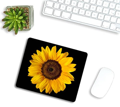 Sunflower Mouse Pad, Blossom Black and Yellow Customized Premium-Textured Mouse Mat,Washable Mousepads Non-Slip Rubber Base Small Mousepad, 9.5×7.9×0.12 inches - color: TSP226