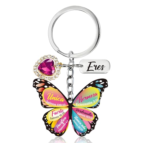 Spanish Christian Gifts for Women - Inspirational Religious Keychain Bible Verse Prayers Spiritual Gifts for Women