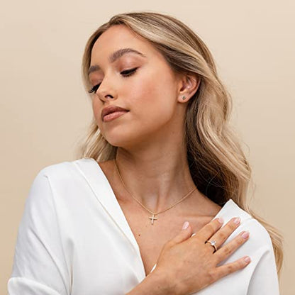 PAVOI 14K Gold Plated Cubic Zirconia Cross Necklace for Women | Cross Faith Pendant Necklaces - color: Yellow Gold
