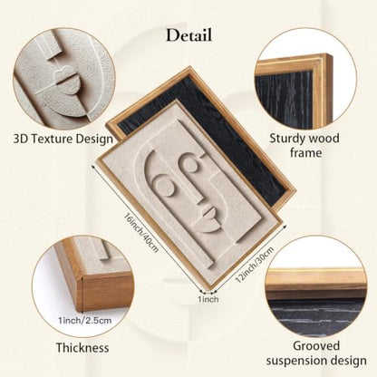 CHDITB 3D Textured Abstract Face Relief Wall Art Neutral Geometric Painting - color: 3d Geometric