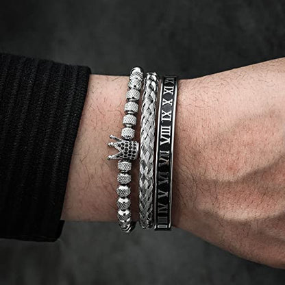 WFYOU Stainless Steel Bracelets for Men Gold Cuff Bracelet Birthday Gifts - color: Silver 10