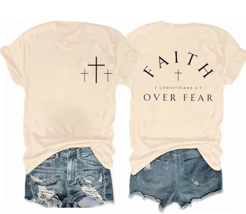 Christian Shirts for Women Religious Sayings Tshirt Jesus Gift Inspirational Graphic Tee Short Sleeve Top - color: Apricot1, size: X-Large