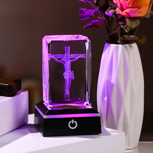 Movdyka 3D Jesus Cross Crystal Figurine Religious Gifts for Women Christian - color: Passion of Jesus