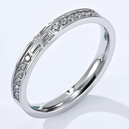 Jude Jewelers 3mm Stainless Steel Christian Cross Eternity Style Stacking Wedding Band Ring - color: Silver