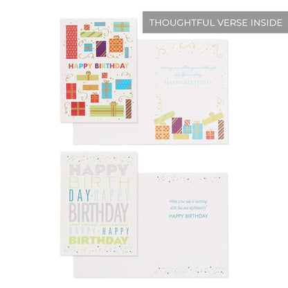 Canopy Street Masterpiece Glitter Birthday Cards / 6 Birthday Cards With Lime Envelopes/Gold And Silver Glitter Accents / 4 5/8" x 6 1/4" Folded Greeting Cards With Inside Verse / 2 Modern Designs - color: Glitter