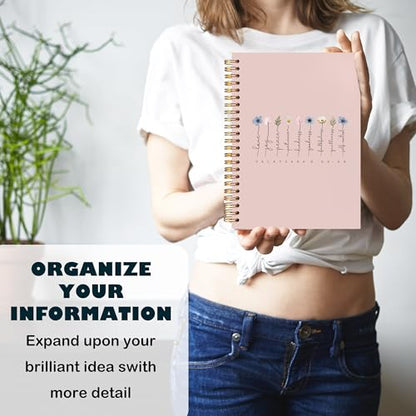 BearCake Fruit of the Spirit Boho Floral Christian Notebook Journal,Bible 5:22-23 Christian Gifts for Women,Bible Notebooks for Note Taking, Bible Journaling Notebook,Spiral Notebook 5.5x8.3 pink - color: white Bible pink flower