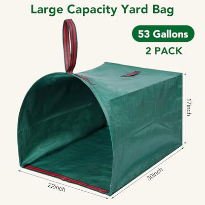 Dntorx 53 Gallon Leaf Bags, 2-Pack, Reusable Yard Waste Bags - size: 1 Count (Pack of 2)