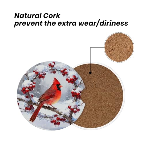 Cardinals 2 Pack Car Cup Holder Coasters Ceramic Drink Coasters - color: Yellow